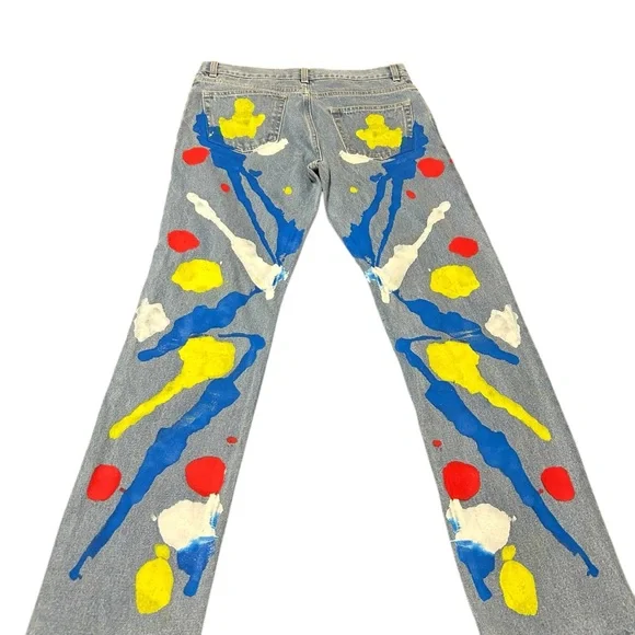 Designer Mirco Gaspari Hand Painted Jeans - Picture 7 of 9